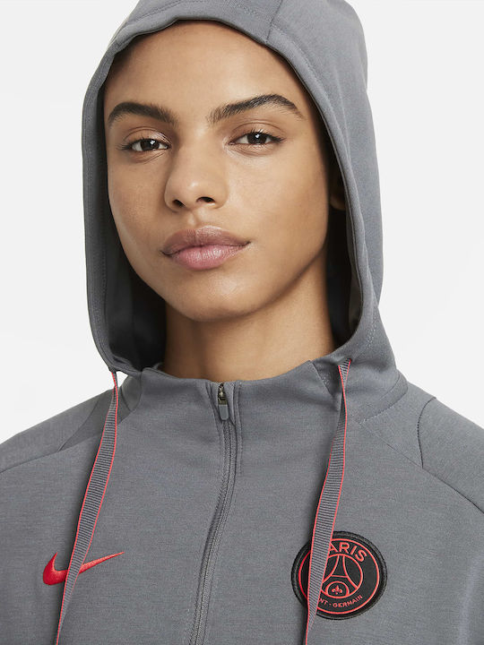 Dri-FIT Paris Saint-Germain Γυναικείο Φούτερ με Κουκούλα Γκρι