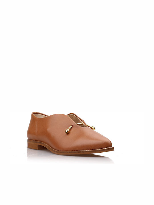 Leather Women's Moccasins in Tabac Brown Color