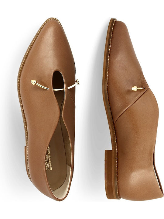 Leather Women's Moccasins in Tabac Brown Color