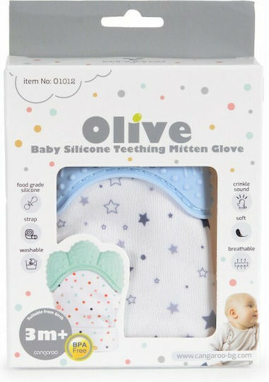 Cangaroo Mitten Olive Beißring Handschuh Zahnen Linderung aus Silikon für 3 m+
