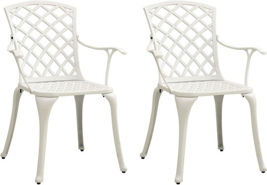Garten- und Outdoor-Möbelsets 3 Stück Weiß mit Sonnenschirmhalter