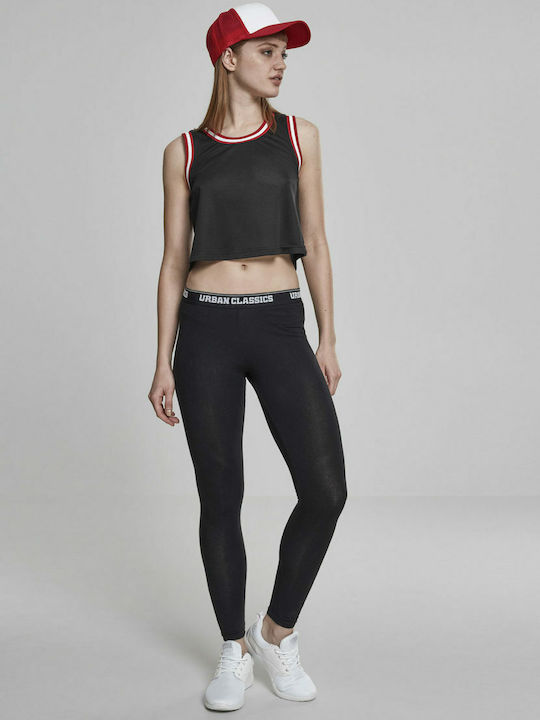Women's Athletic Crop Top Sleeveless Black/Fire Red/White