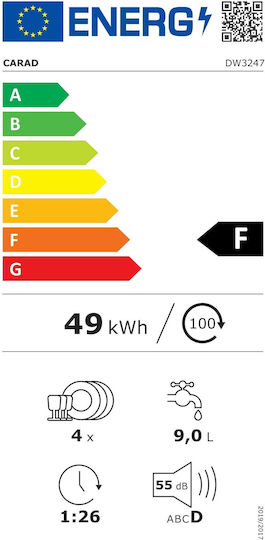 Carad Πλυντήριο Πιάτων Πάγκου για 4 Σερβίτσια Π44.5xY47εκ. Λευκό