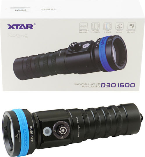 XTAR D30 Diving Safety Light Rechargeable LED with Brightness 1600 Lumen for Depth up to 100m