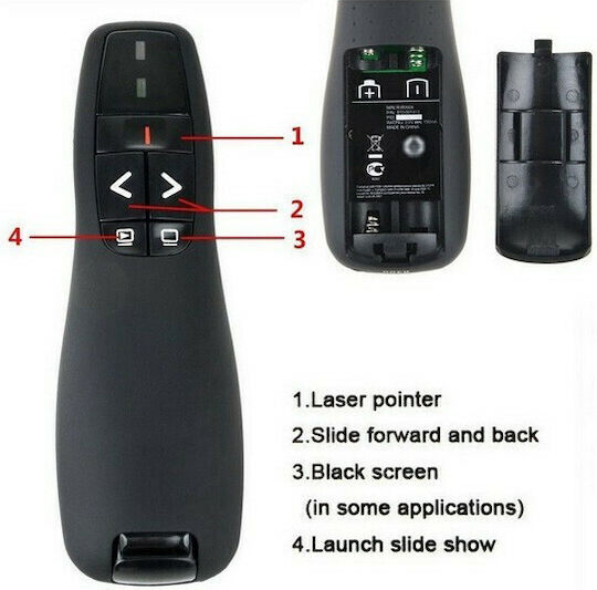 Presenter Laser Pointer R400 με Κόκκινο Laser και Πλήκτρα Slideshow