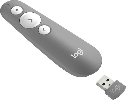 Logitech Презентатор R500s с Червен Лазер и Клавиши за Слайдшоу в Сив Цвят
