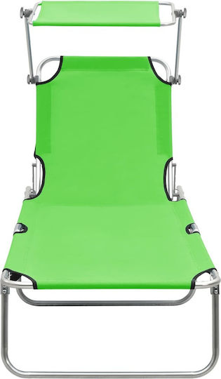 vidaXL Foldable Aluminum Beach Sunbed Green with Shader 187x57.5x27cm
