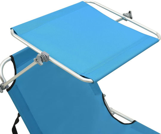 vidaXL Foldable Steel Beach Sunbed Light Blue with Shader 189x58x27cm