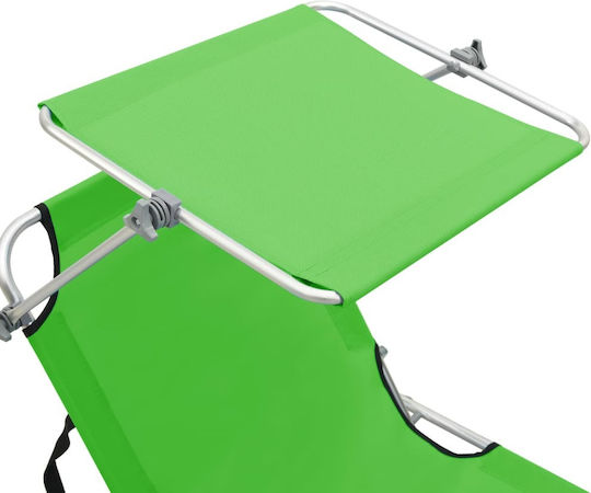 vidaXL Foldable Aluminum Beach Sunbed Green with Shader 187x57.5x27cm