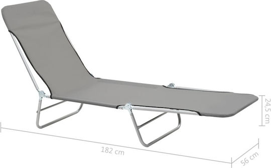 vidaXL Foldable Steel Beach Sunbeds Gray 182x56x24.5cm 2pcs