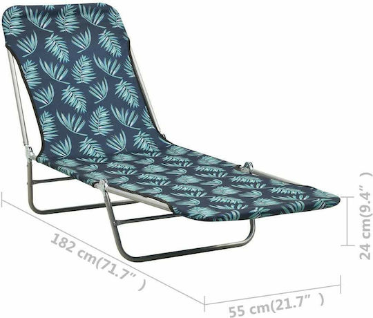 vidaXL Foldable Steel Beach Sunbeds Green 182x55x24cm 2pcs