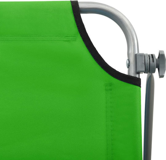 vidaXL Foldable Steel Beach Sunbed Green with Shader 188x71x27cm