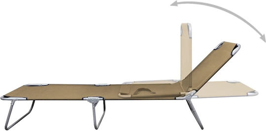 vidaXL vidaXL Beach Sunbed Brown Foldable Steel 189x58x27cm