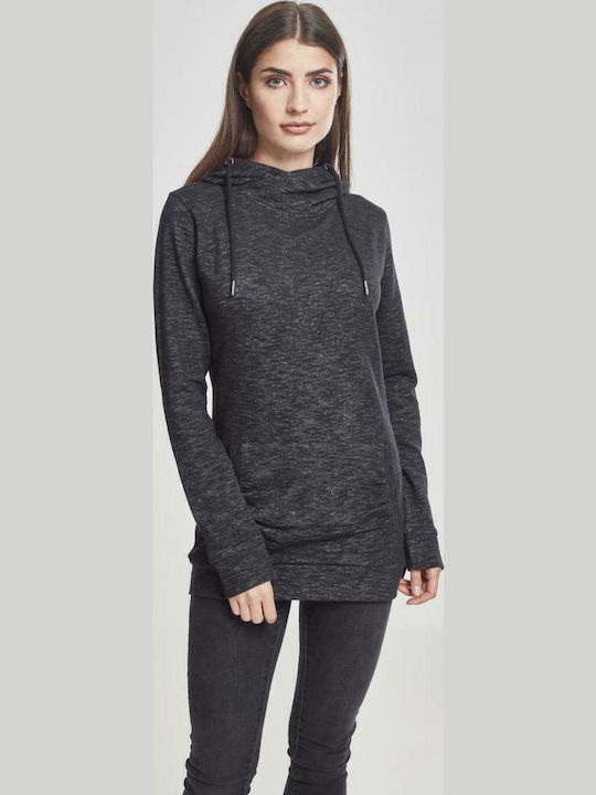 Lang Damen Sweatshirt Kapuzen Schwarz