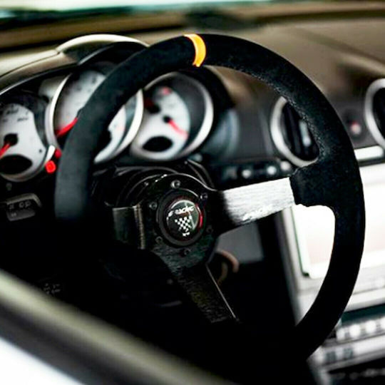 Simoni Racing Carrera Three Spoke Car Steering Wheel with 35cm Diameter Gray/Black