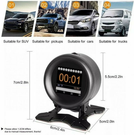 Autool X60 OBD Car Dashboard Speedometer, Oil Temperature and RPM Counter Digital Instrument