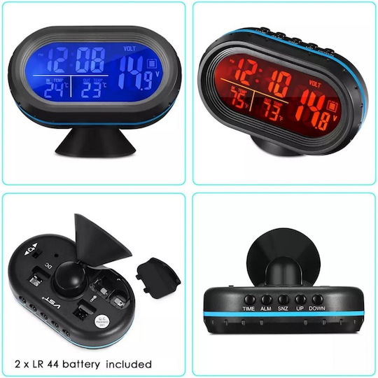 Factory VST-7009V Car Dashboard Voltmeter Digital Instrument 25mm Μπλε