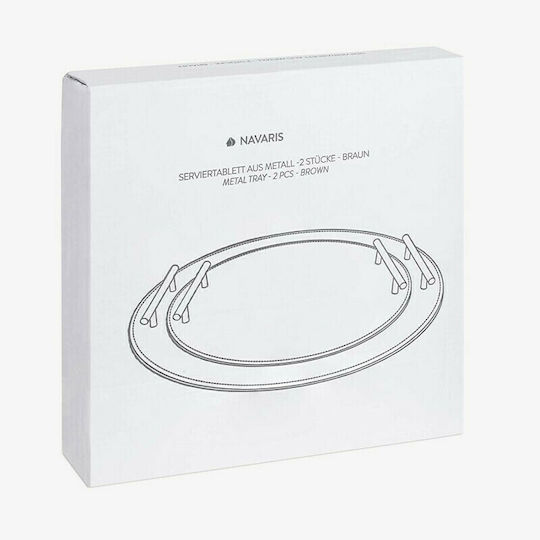 Navaris Round Serving Tray with Handles in Brown Color 53514.02.05 2pcs