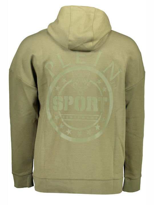 Plein Sport Herren Sweatshirt Jacke mit Kapuze und Taschen Khaki