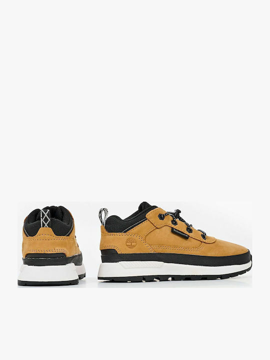 Field Trekker Leather Kids Boots with Laces Yellow