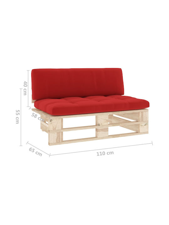 Two-Seater Sofa Outdoor from Pallets with Pillows 110x65x55cm