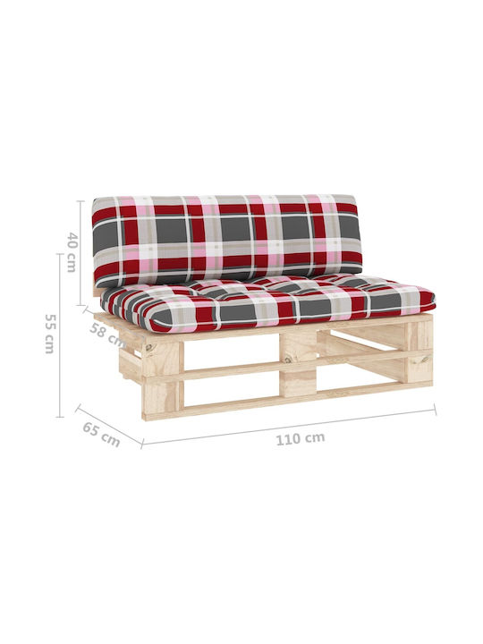 Two-Seater Sofa Outdoor from Pallets with Pillows 110x65x55cm