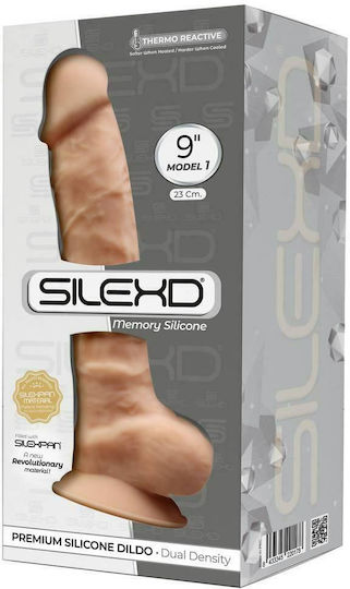 SilexD Dual Density Silicone Model 1 Glass Dildo with Balls and Suction Cup Flesh 23cm
