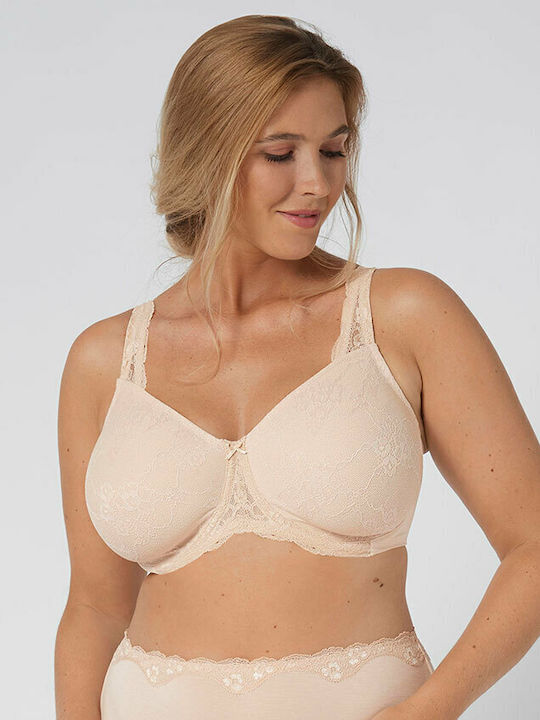 Contouring Sensation Minimizer Minimizer Bra without Padding Underwire Beige