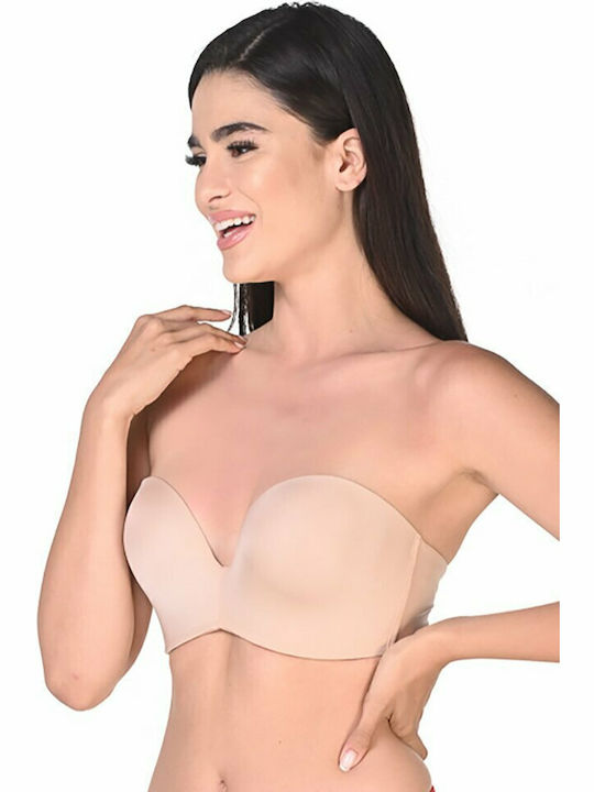 Ultimate WB00032D Plunge Push Up Plunge Strapless Bra Underwire Beige