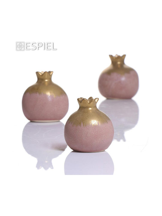 Espiel Tabletop Lucky Charm Pomegranate Gold/ Pink Ceramic 12.7x12.7cm 1pcs