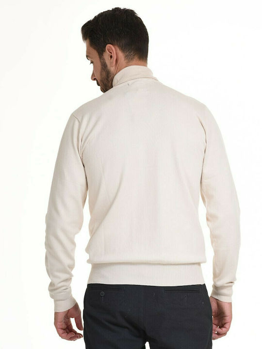 Smart Fashion 44-206-023 Men's Long Sleeve Sweater Turtleneck Beige