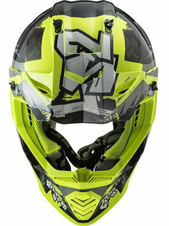 LS2 Fast Evo MX437 Crusher Black H-V Yellow Κράνος Μηχανής Motocross ECE 22.05 1150gr