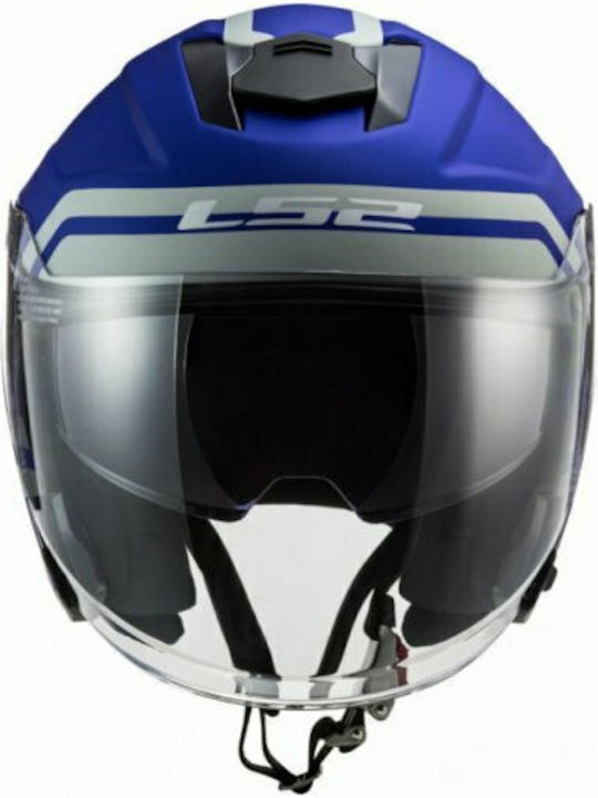 LS2 Infinity OF521 Hyper Blue Matt Κράνος Μηχανής Jet 1250gr με Sunvisor