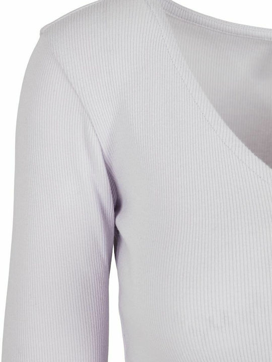 Short Women's Knitted Cardigan with Buttons Purple
