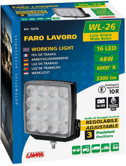 Lampa WL-26 Squareς Waterproof Headlights Car LED Universal 10 - 30V 48W 11cm 1pcs