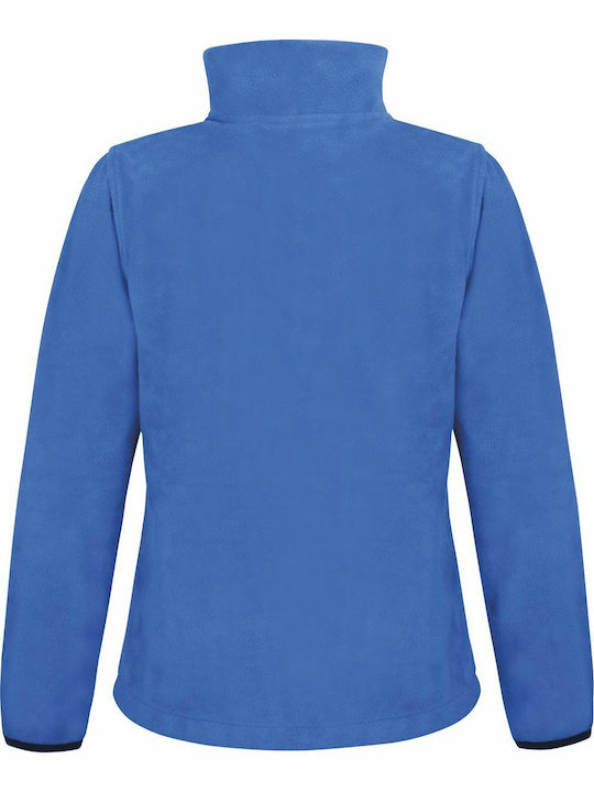 Fleece Γυναικεία Ζακέτα με Φερμουάρ σε Μπλε Χρώμα