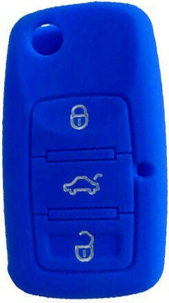 Θήκη Κλειδιού από Silikon με 3 Κουμπιά για Sitz / Skoda / VW σε Blau Χρώμα