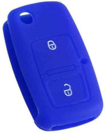 Silicone Car Key Cover Case with 2 Buttons for Seat / Skoda / VW Blue