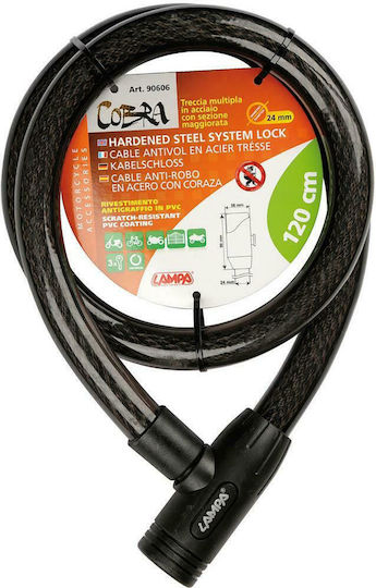 Lampa Cobra Αντικλεπτική Κουλούρα Μοτοσυκλέτας με Μήκος 120εκ. Μαύρο Χρώμα