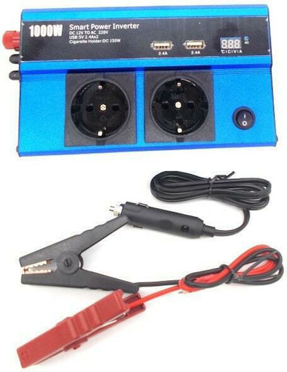 Andowl QY-7011 Car Inverter Modified Sinewave 1000W to Converter 12V DC in 220V AC with 2xUSB
