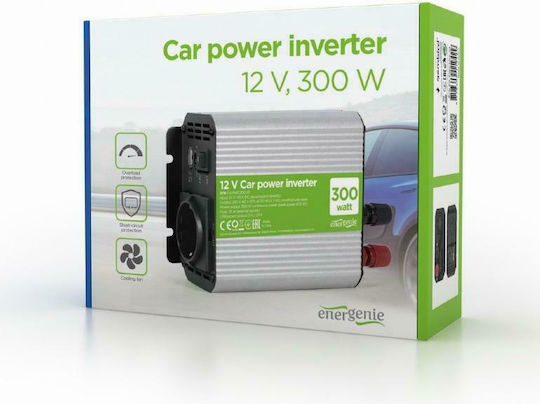 Energenie Invertor Auto 300W pentru Convertirea 12V DC în 230V AC cu 1xUSB