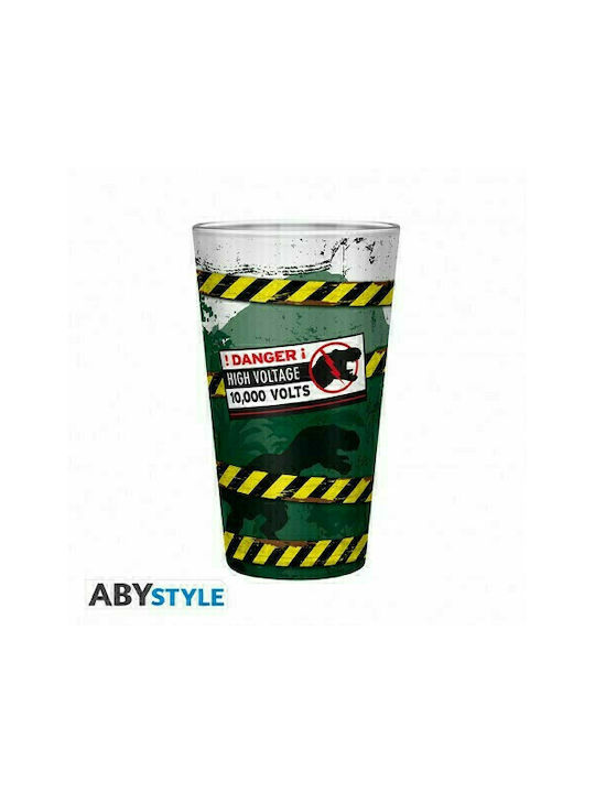 Abysse Jurassic Park Ποτήρι Νερού από Γυαλί σε Πράσινο Χρώμα 400ml