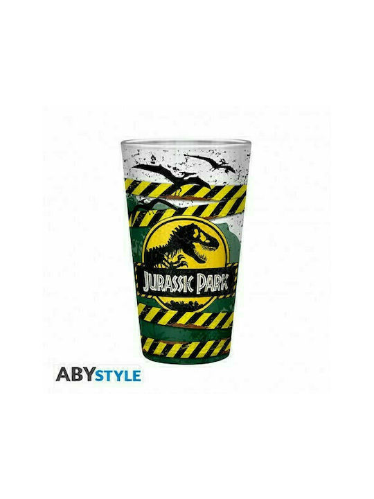 Abysse Jurassic Park Ποτήρι Νερού από Γυαλί σε Πράσινο Χρώμα 400ml