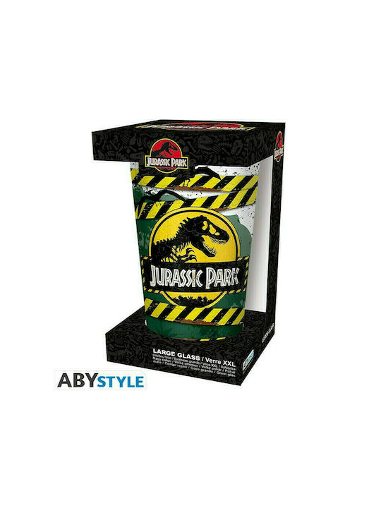Abysse Jurassic Park Ποτήρι Νερού από Γυαλί σε Πράσινο Χρώμα 400ml