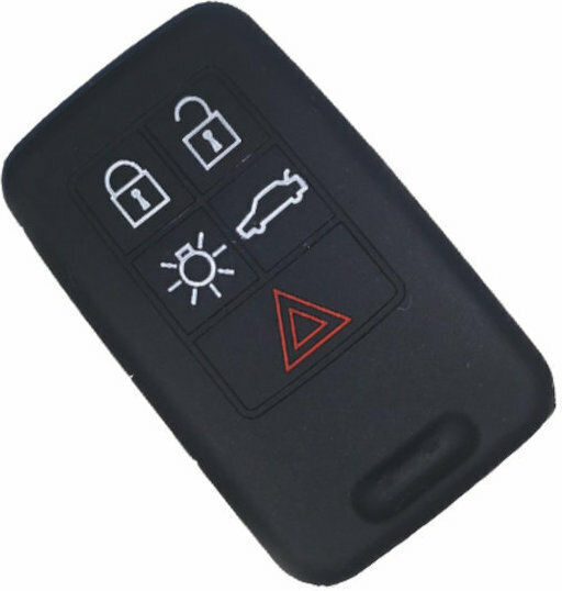 Silicone Car Key Cover Case with 5 Buttons for Volvo Black