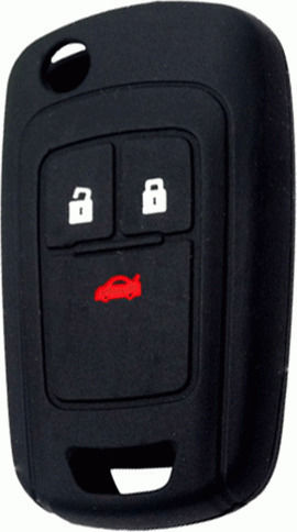 Silicone Car Key Cover Case with 3 Buttons for Chevrolet Black