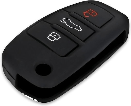Silicone Car Key Cover Case with 3 Buttons for Audi Black