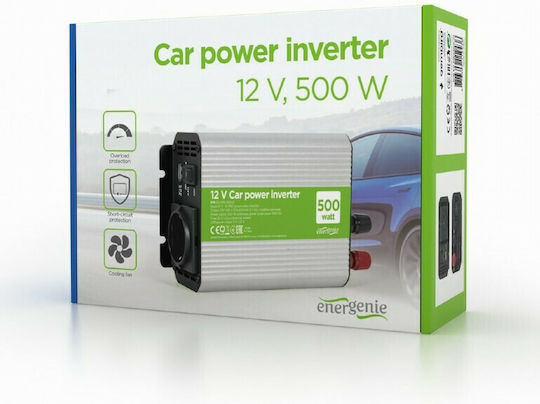 Energenie Invertor Auto 500W pentru Convertirea 12V DC în 230V AC cu 1xUSB