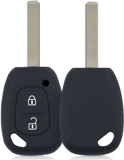 Silicone Car Key Cover Case with 2 Buttons for Nissan / Opel / Renault Black