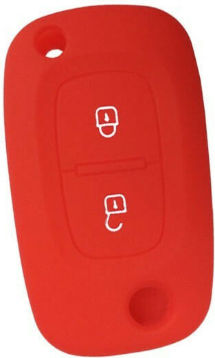 Silicone Car Key Cover Case with 2 Buttons for Renault / Smart Red